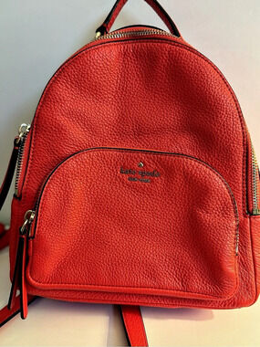 Kate Spade New York Mini Dome Backpack Pebbled Leather Flame Red